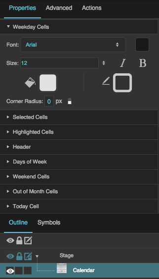 Calendar Cell properties